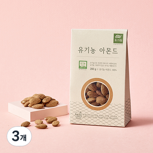 유가원 유기농 생아몬드, 3개, 200g
