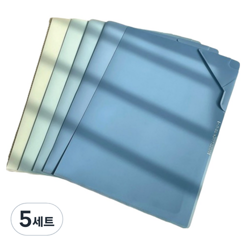 갠지라이프 그라데이션 대용량 L자 파일 5종 세트, 블루, 5세트