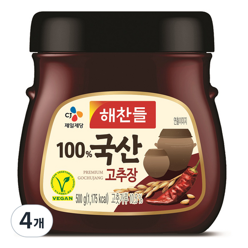 100% 국산 고추장, 500g, 4개