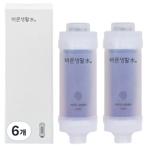 바른생활수 염소 제거 비타민 샤워필터, 6개, 라벤더