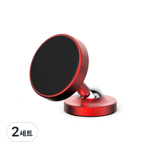 로랜텍 차량용 마그네틱 스마트폰 거치대 + 메탈 스마트톡, 2세트, 레드