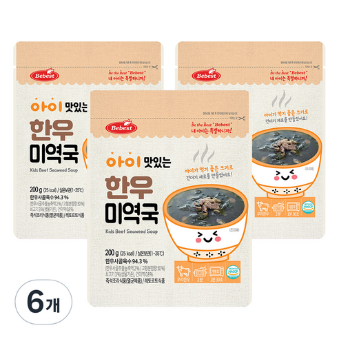 베베스트 아이 맛있는 한우국, 200g, 6개, 미역국