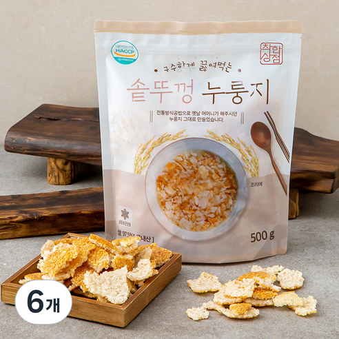 착한상점 구수하게 끓여먹는 솥뚜껑 누룽지, 500g, 6개
