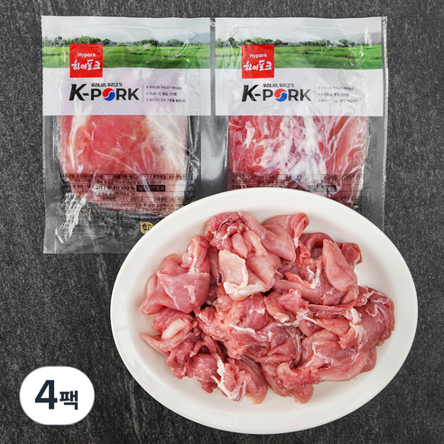 하이포크 뒷다리 불고기용 (냉장), 500g, 4팩