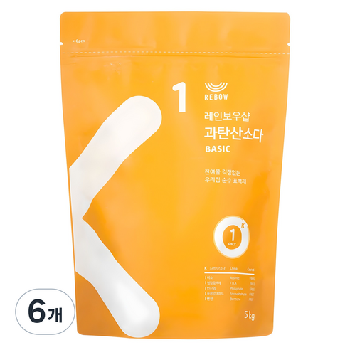 레인보우샵 과탄산소다 베이직 리필 파우치 타입, 5kg, 6개