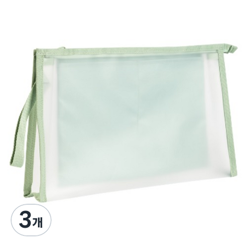 델리 삼각 투포켓 스트랩 파우치 A4 PP109, 그린립, 3개