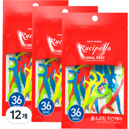 루치펠로 코랄리프 치실 71mm, 36개입, 12개