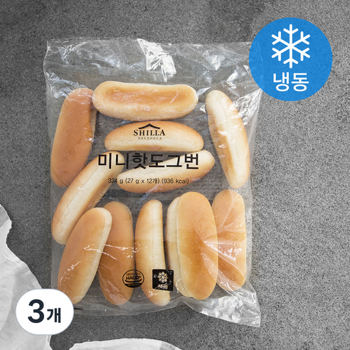 신라명과 미니 핫도그번 (냉동), 27g, 12개입, 3개