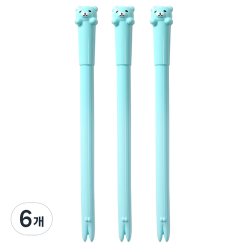 큐티베어 젤펜 0.5mm, 블루, 6개