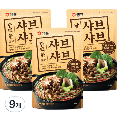 샘표 담백한 샤브샤브 육수, 9개, 200g