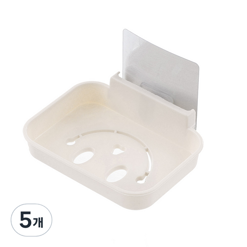 모나코올리브 파워접착 스마일 비누받침대, 아이보리, 5개