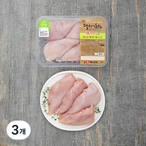 마니커 닭터의자연 무항생제 인증 1등급 닭가슴살 (냉장), 500g, 3개