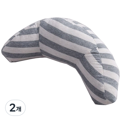 엠케이 차량용 안전벨트 줄무늬 쿠션 베개, 진그레이, 2개