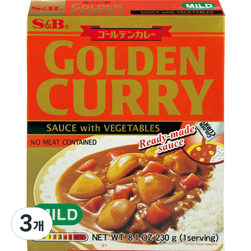 에스앤비 골든카레 소스 위드 베지터블 순한맛, 230g, 3개