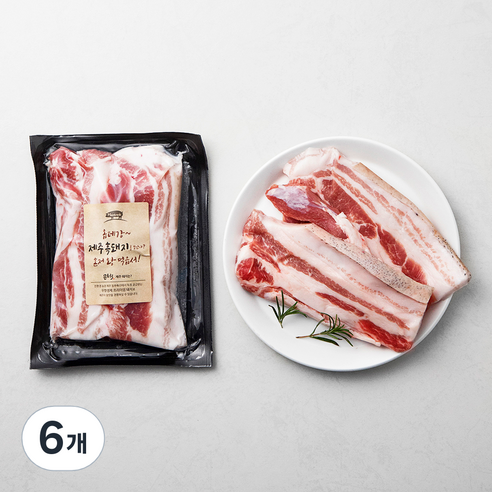 몬트락 한돈 제주 흑돼지 삼겹살 구이용 (냉장), 300g, 6개