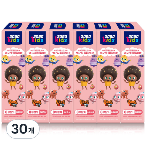 2080 브레드이발소 키즈플러스 3스텝 마일드 치약, 80g, 30개