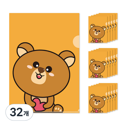 귀여운 디자인 L자홀더파일, 곰돌이, 32개