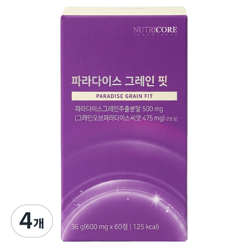 뉴트리코어 파라다이스 그레인 핏 36g, 60정, 4개