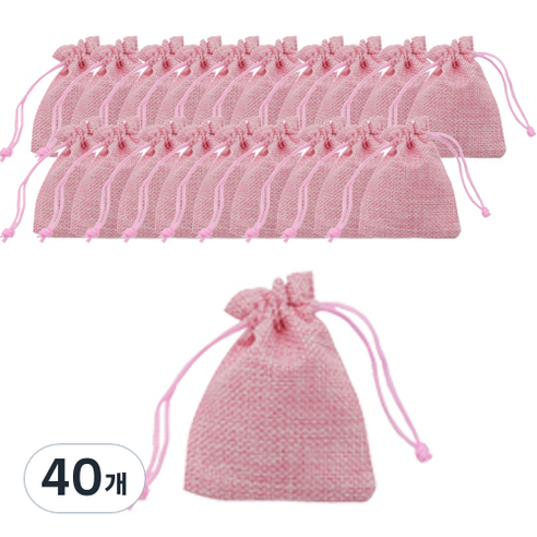 컬러 마소재 포장 주머니 중, 핑크, 40개