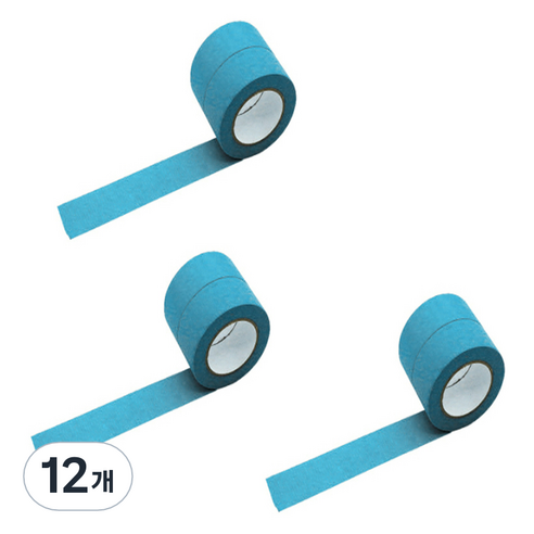 만들하비 컬러 종이 마스킹 테이프 1.5cm x 13m, 라이트블루, 12개