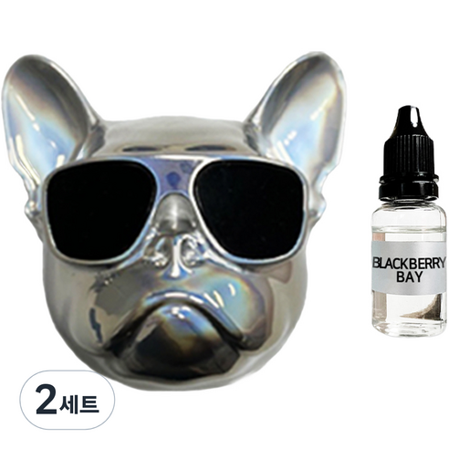 엠퓨처 차량용 불독 방향제 오로라 + 오일 15ml + 클립 3cm + 오일솜 세트, 2세트, 블랙베리베이