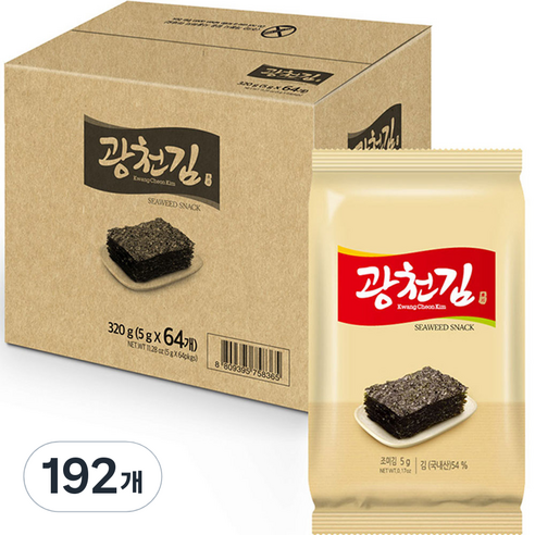 광천김 도시락 김, 5g, 192개