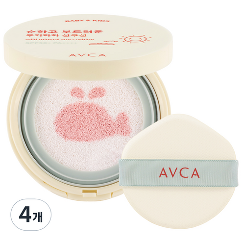 아브카 베이비 앤 키즈 저자극 무기자차 선쿠션 SPF50+ PA++++, 13g, 4개