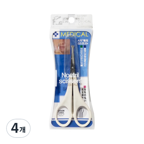 그린벨 코털전용가위, 혼합색상, 4개