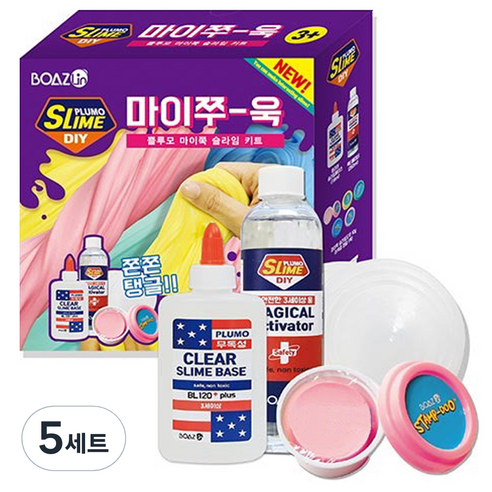 보아스린 쁠루모 마이쭈욱 슬라임 세트, 5세트, 혼합 색상
