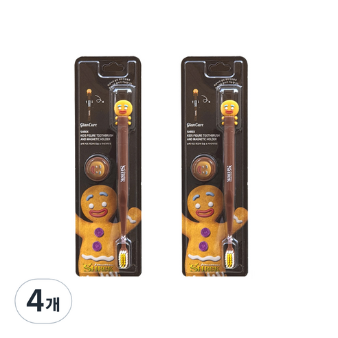 슈렉 글랜큐어 어린이 피규어칫솔 + 자석거치대, 진지, 1개입, 4개
