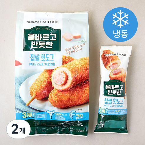 올바르고 반듯한 찹쌀 핫도그 5개입 (냉동), 400g, 2개 올바르고반듯한핫도그