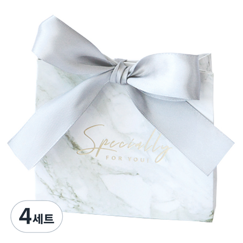 도나앤데코 답례품포장 사각 미니 상자 그레이마블 10p + 실버리본 10p, 혼합 색상, 4세트
