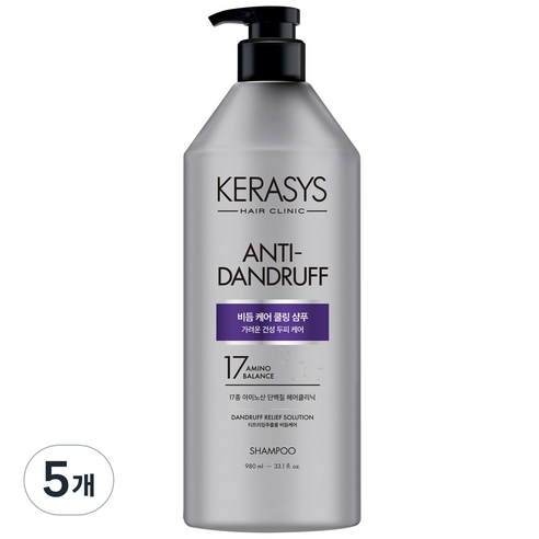 케라시스 두피 비듬케어 쿨링 단백질 샴푸 클린 & 프레쉬 향, 980ml, 5개