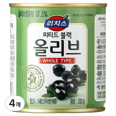 리치스 피티드 블랙올리브, 200g, 4개