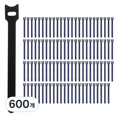 디오셀 깔끔 선정리 찍찍이 케이블타이, 600개, 블랙