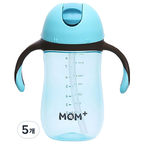 맘플러스 빨대컵 260ml, 블루, 5개
