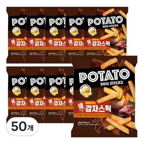 생 감자스틱 바베큐향, 20g, 50개