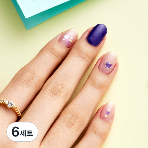 넬로 팔레트 젤 네일 스티커, 퍼플글리터, 6세트