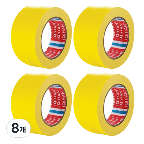 iQIHAN 칼라 마스킹 테이프 노랑 50 mm x 20 m, 8개