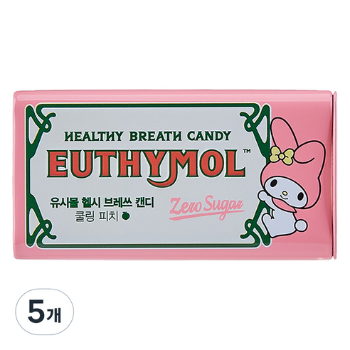 유시몰 헬시브레쓰 무설탕 자일리톨 캔디 쿨링피치, 34g, 5개