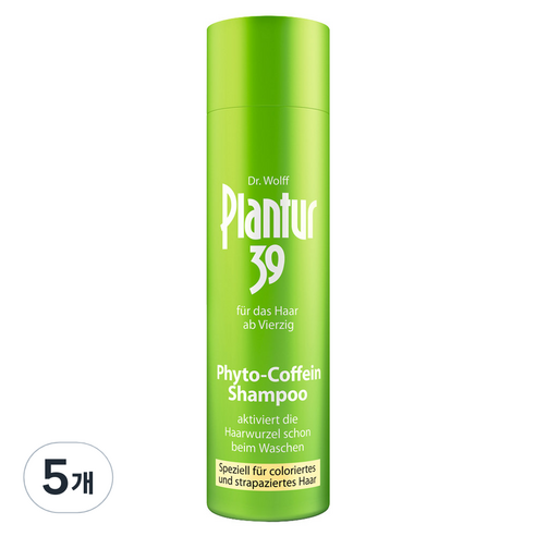 플란투어39 파이토 염색 손상 모발용 카페인 샴푸, 250ml, 5개