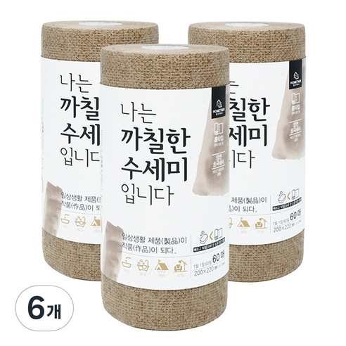 홈트너 나는 까칠한 수세미 입니다, 브라운, 60매입, 6개