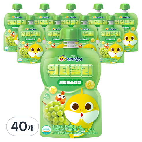아텍스 핑크퐁 아기상어 워터젤리, 40개, 샤인머스캣맛, 110ml