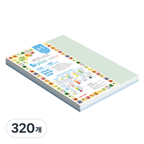 종이문화 스타일리쉬 얇은 혼합색지 120g 06 SN Blue Tone, 320개, A5