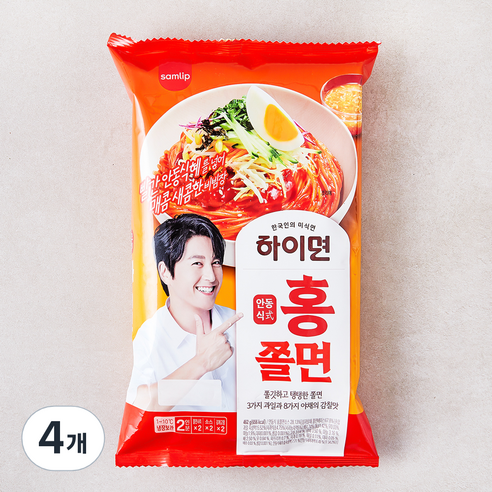 삼립 하이면 안동식 홍 쫄면 2인분, 462g, 4개