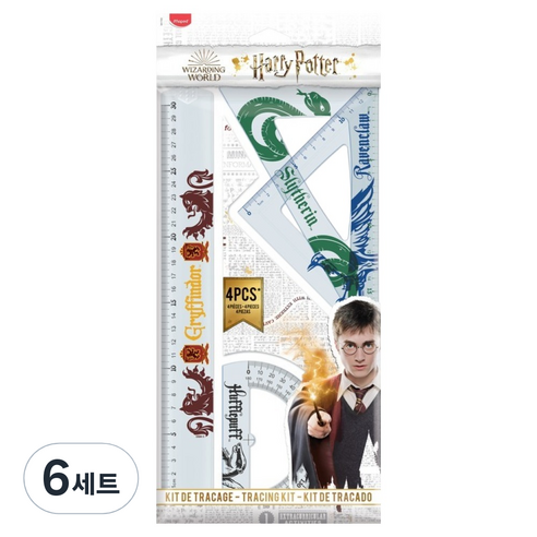 마패드 해리포터 30cm 자 + 각도기 4종 세트, 혼합색상, 6세트