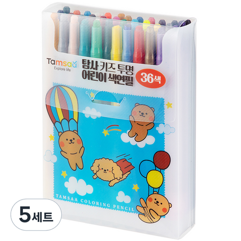 탐사 키즈 투명 어린이 색연필 36색, 5세트