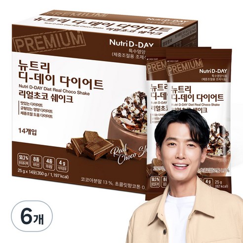 뉴트리디데이 다이어트 리얼 초코 쉐이크, 350g, 6개