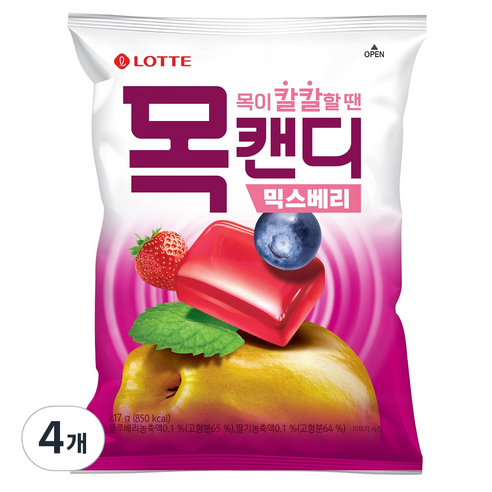 목캔디 믹스베리봉 리뉴얼, 217g, 4개