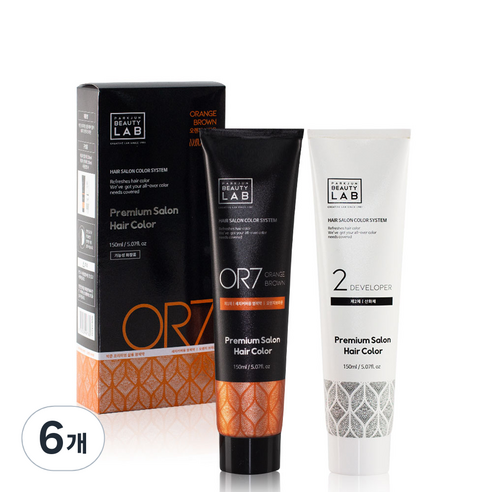 박준뷰티랩 프리미엄 살롱 새치커버 헤어 컬러 염색제 300g, 오렌지 브라운(OR7), 6개